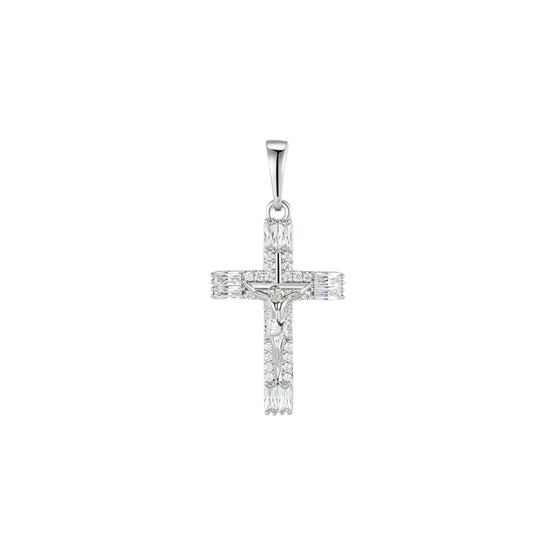 Dije de Circonia para Collar de Aleación de Cobre, Diseño Rectangular, Bañado en Color Blanco image 6
