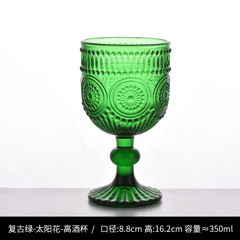 Copa de rayas verticales de vidrio retro europeo, copa de vino tinto, copa de postre alto de helado, copa de vino de frutas de uva de champán casero