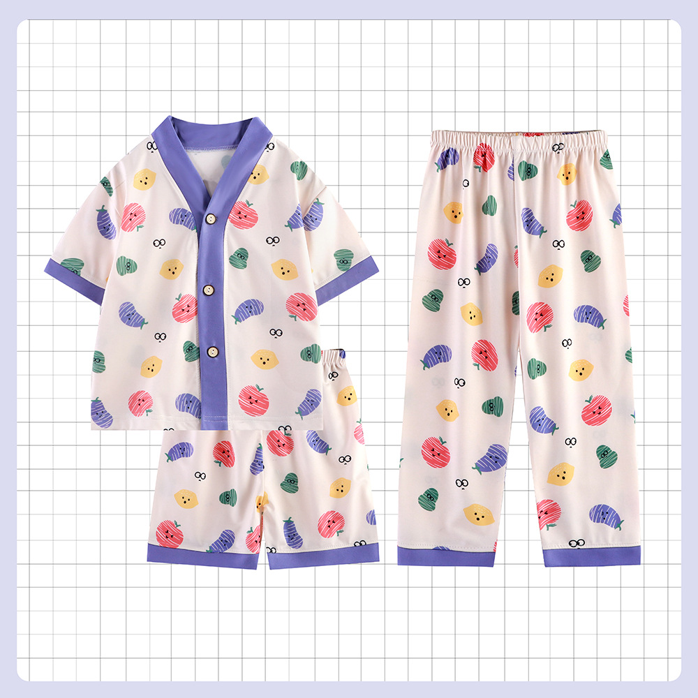 Nuevo traje de ropa para el hogar para niños, pijamas para niños grandes, traje de manga larga, pijamas para niños y niñas de primavera y otoño, traje de tres piezas