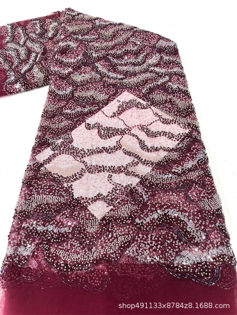 Fabricantes al por mayor transfronterizos Gao Ding vestido de noche fiesta tela de moda ondas bordado tela bordada