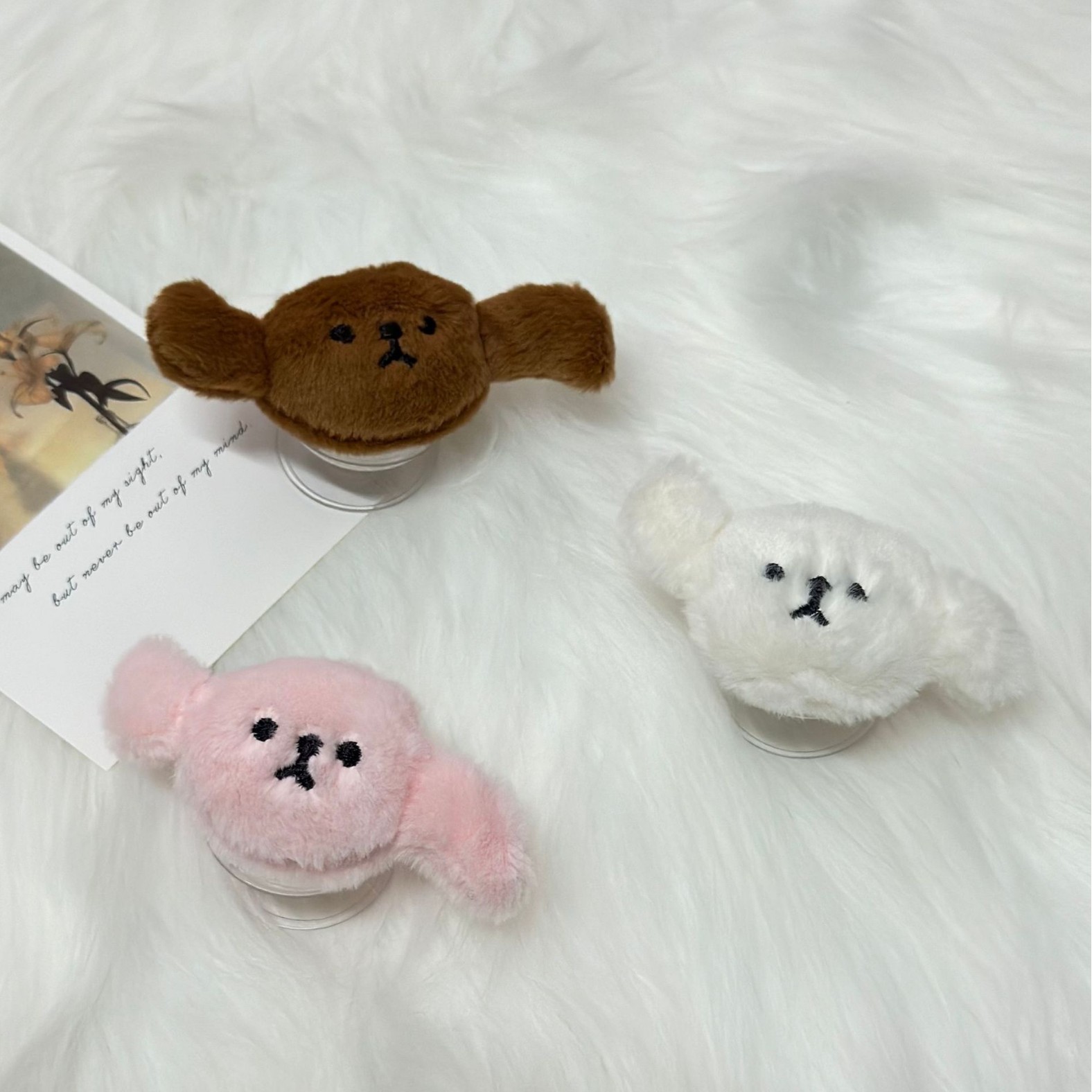Plush Cute Puppy Phone Airbag Magnetic Stand Korean Ins Style Ring Retractable Lazy Desktop Watching Drama_voghion.com