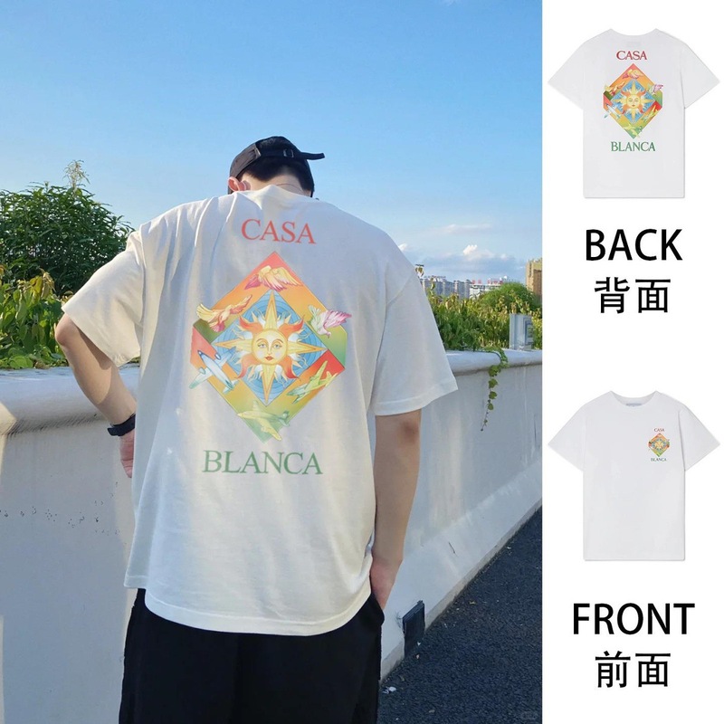 カサブランカ カサブランカ 半袖 ヘビーウェイト 260g アメリカのトレンド ブランド ニッチ ルーズ ハイストリート Tシャツ|undefined
