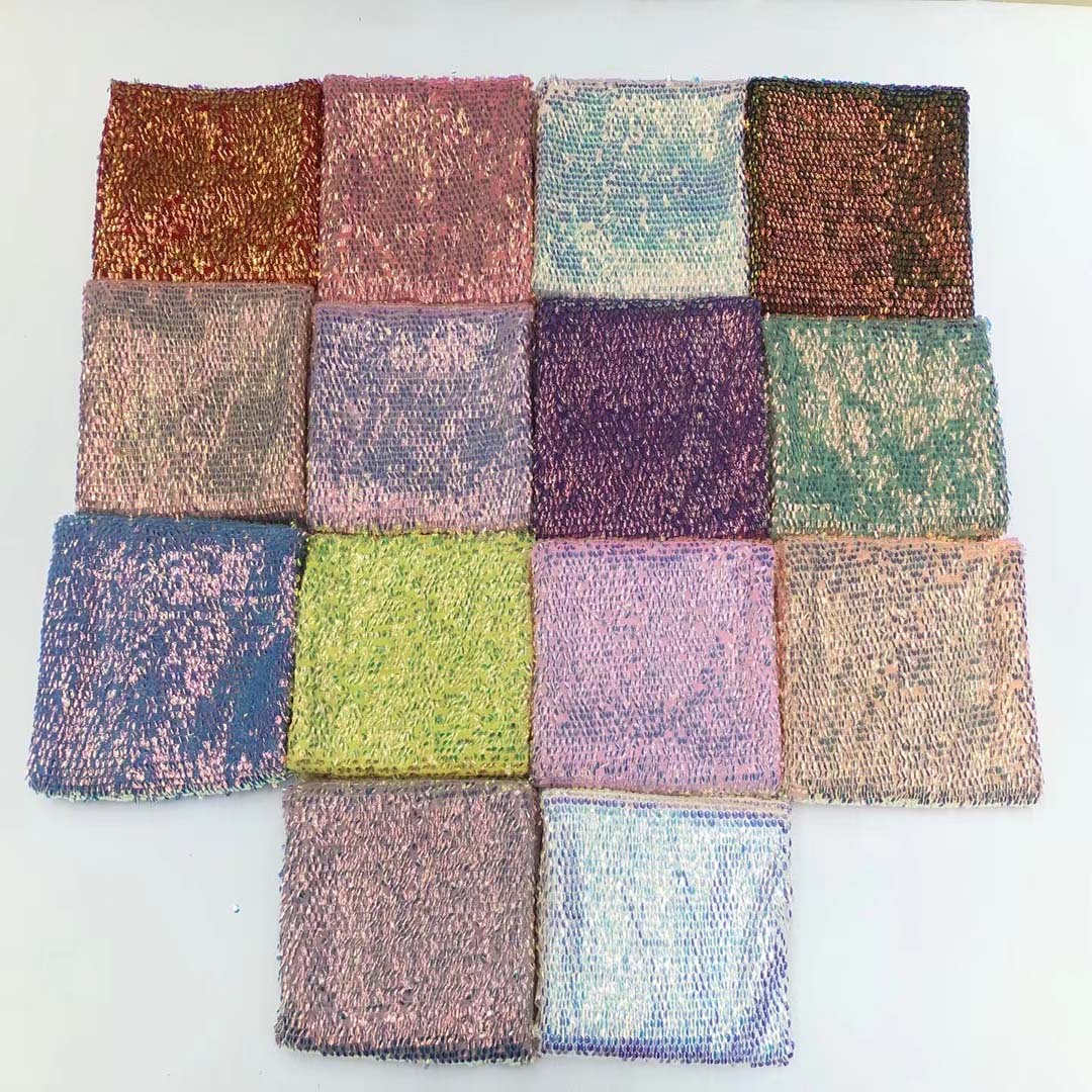 Nuevo bordado de lentejuelas color mágico gradiente de color de tela de lentejuelas vestido de malla de lentejuelas JX1802