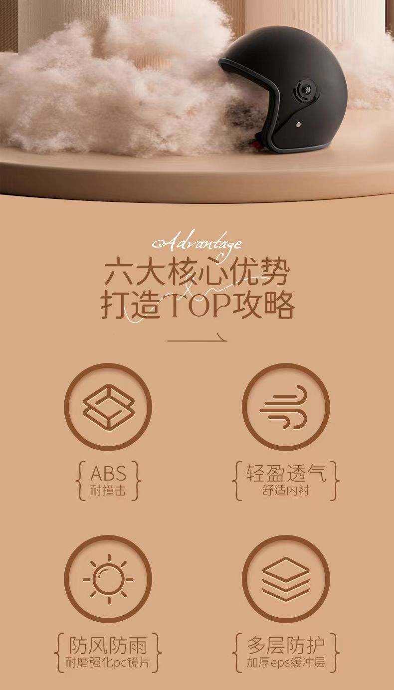 Suitable for Electric Car Helmet Winter Cold-proof Warm-keeping Anti-fall Men's and Women's Motorcycle Hats Half Helmet