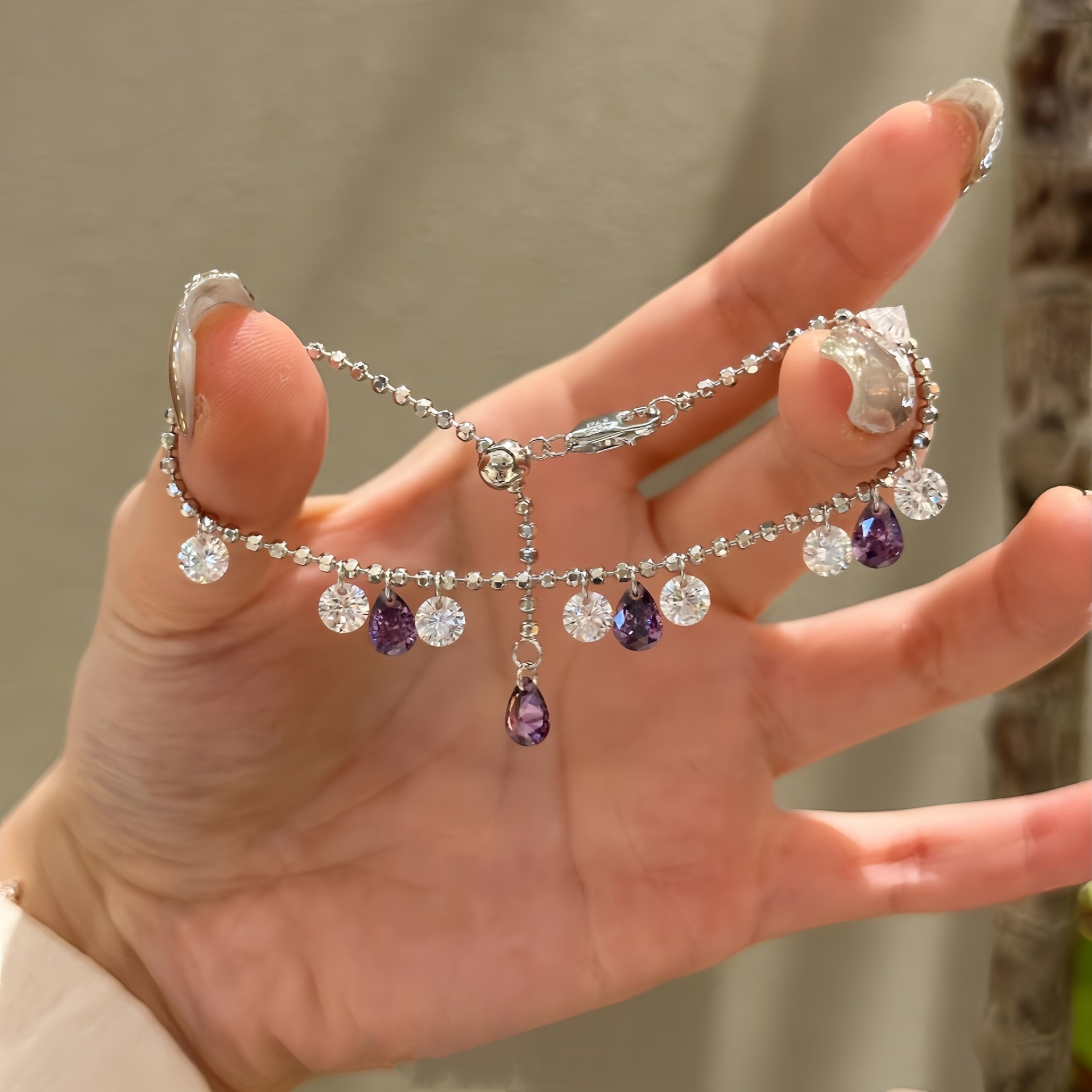Zircon Inlay Material Bracelets Classification 925 Sterling Silver Bracelets Basic Classic Style IG Style