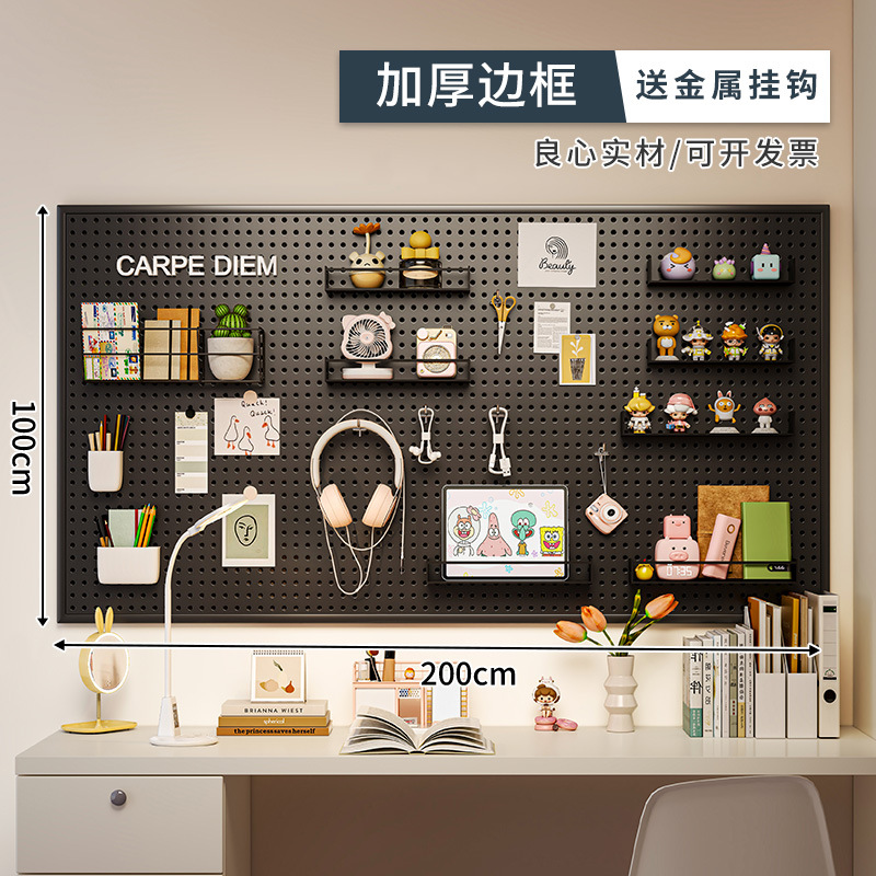 Esquina de café agujero agujero tablero estante de pared mango marco de taza colgante de pared estante de exhibición de almacenamiento tablero colgante de metal puede