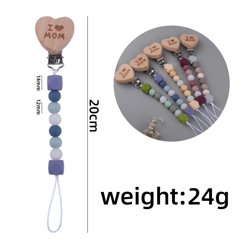 Suministros para bebés amor Haya clip calmante bebé cuentas de silicona mordedura pezón molar cadena anti-caída Amazon