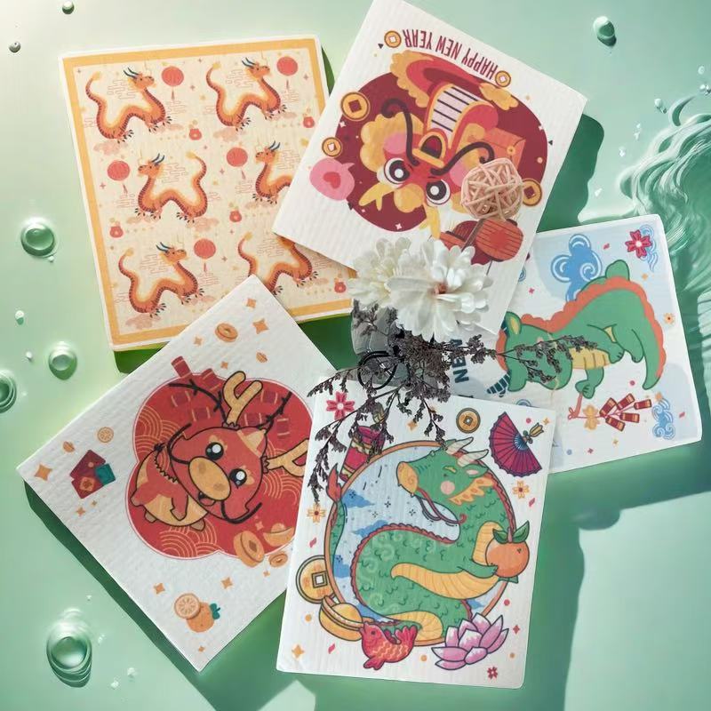 Toallas suecas alemanas dm toallas absorbentes de agua sin aceite eco pulpa de algodón impresa toallas de cocina