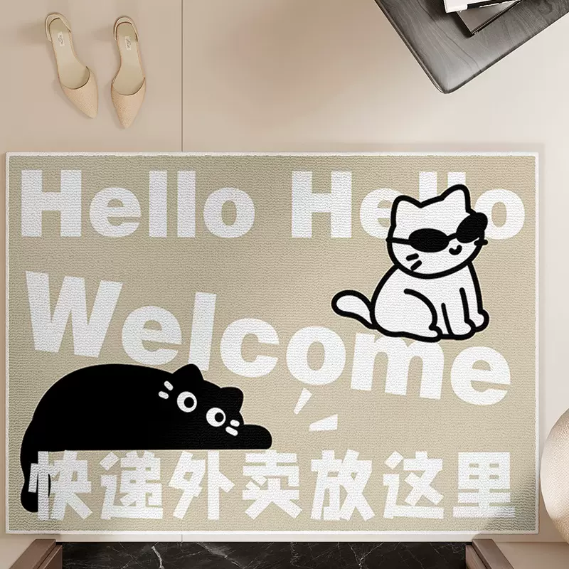 创意文字进门垫室外快递外卖指示垫防滑耐脏圈绒脚垫耐磨入户门垫