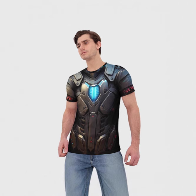 Cross-border Hot Selling Trendy Personalized All-match Armor Series 3D Printed Short-sleeved Men's Casual Round Neck T-shirt Cross-border Hot Selling Trendy Personalized All-match Armor Series 3D Printed Short-sleeved Men's Casual Round Neck T-shirt