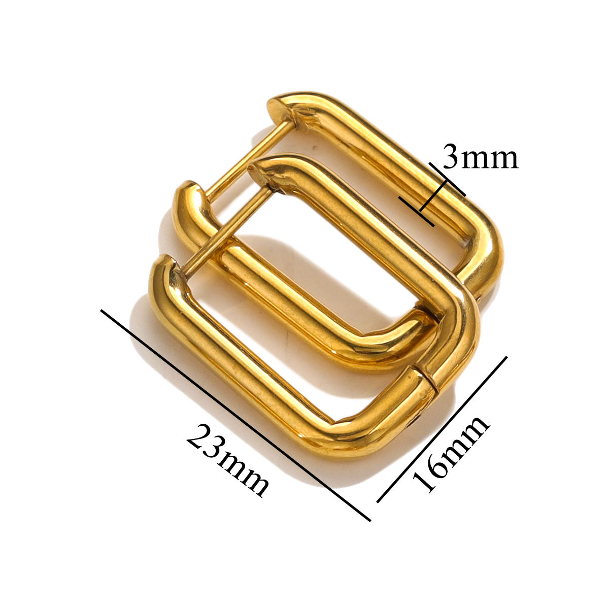 Titanio acero cuadrado oído hebilla simple moda brillante pendientes rectangulares DIY accesorios de la joyería impermeable vacío plateado joyería