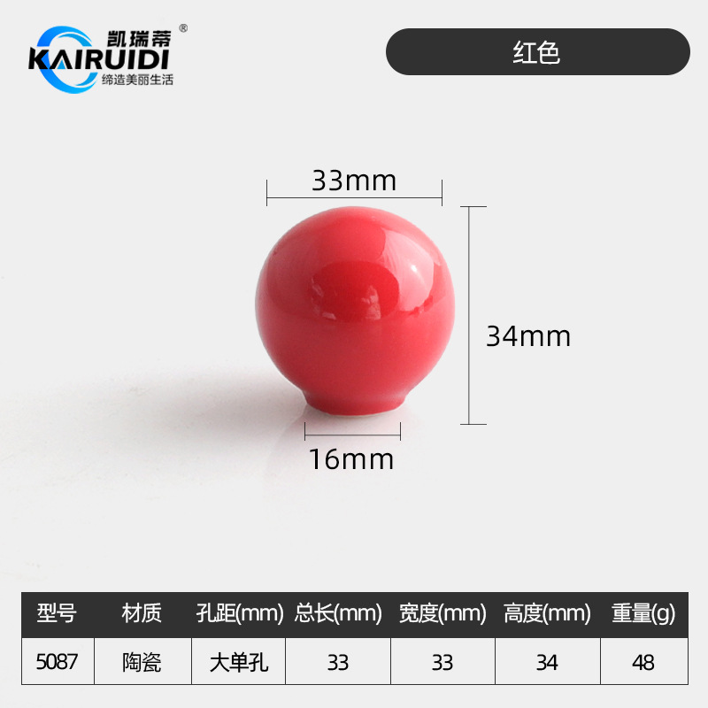 Ручка мебельная Kairuiti 5087 красная стандарт