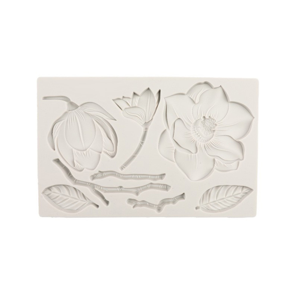 Camelia hojas en relieve fondant molde de silicona chocolate flor pastel decoración borde arcilla piedra plástico epoxi