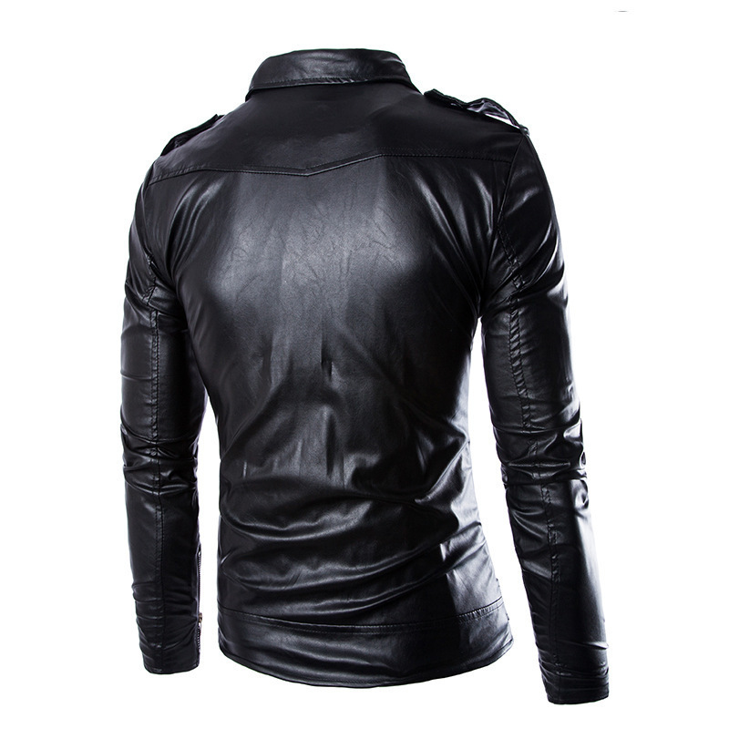 Foreign Trade New Korean Motorcycle Slim Fit Leather Men's Leather Jacket Coat British Fashion Men's PU Leather Y012 Foreign Trade New Korean Motorcycle Slim Fit Leather Men's Leather Jacket Coat British Fashion Men's PU Leather Y012