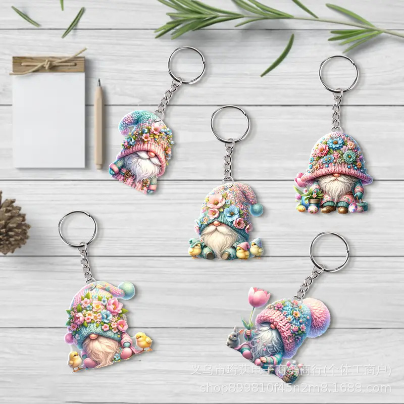 5 Pieces Vinyl Rosary Acrylic Keychain Set, Colorful Spring Garden Hanging Decoration, Multifunctional Celebration 5 Pieces Vinyl Rosary Acrylic Keychain Set, Colorful Spring Garden Hanging Decoration, Multifunctional Celebration