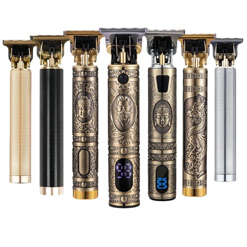 Factory Direct Sale T9 Electric Hair Clipper with Aluminum Tube Oil Head Clipper for Dragon Pattern Special Engraving Salon Hair Scissors
