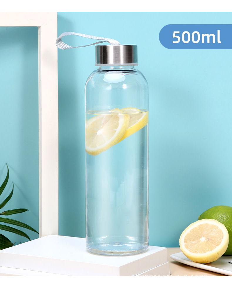 Kreative Wasserflasche aus Kunststoff mit Edelstahlverschluss, offener Sporttrinkbecher, tragbare Reisetasse, Studentenbecher, tragbare Weltraum-Tasse