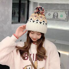 ウール帽子 秋冬新作 小顔帽子 ニット帽 レディース かわいい 秋冬 万能 和風 かわいい ファーボールハット トレンド