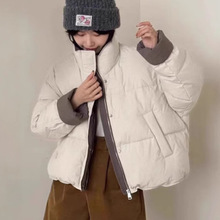 秋冬新款棉服女立领撞色短款小个子减龄加厚保暖面包服外套A8958