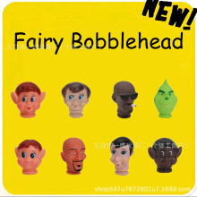 搪胶圣诞小孩头身体DIY配件小精灵脸6CM精灵头玩具DIY手工