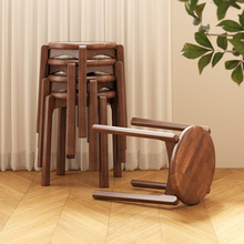 实木凳子结实耐用餐椅可叠放餐桌凳出租房用待客备用凳小户型矮凳