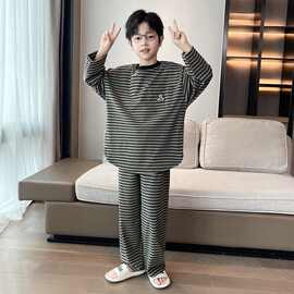 男童睡衣套装春秋季中大童男孩家居服卡通儿童棉质秋天冬季保暖
