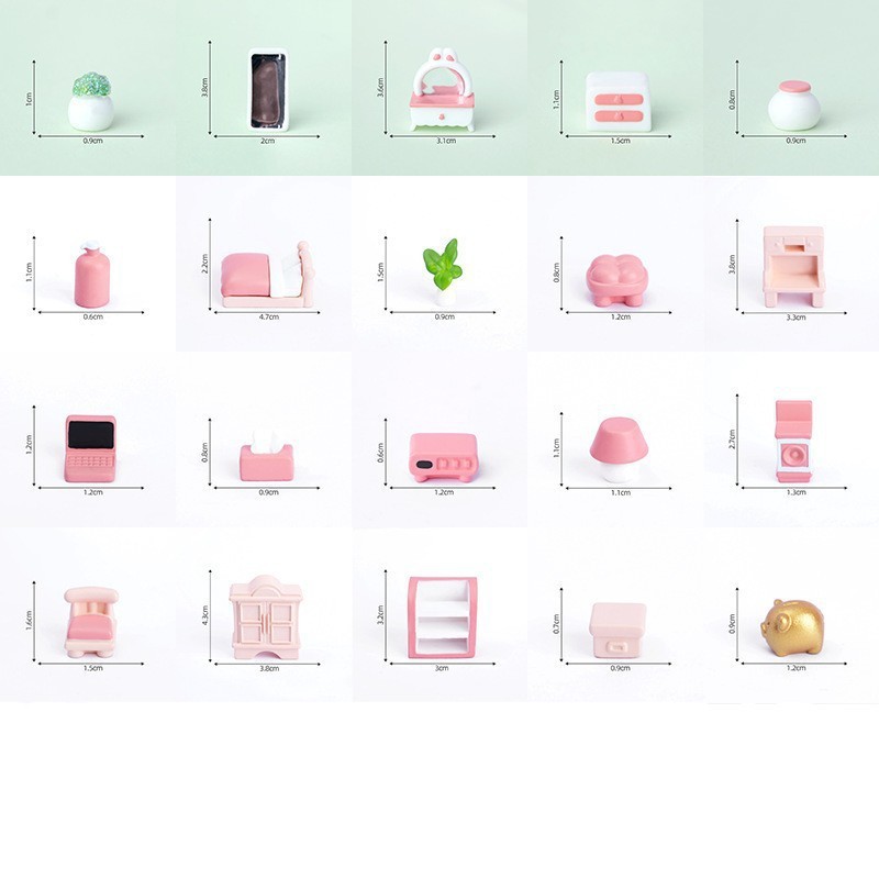 Miniature Kitchen, Bedroom, Living Room, Bathroom Furniture Supplies, Dollhouse DIY Room Decoration Model Accessories 5