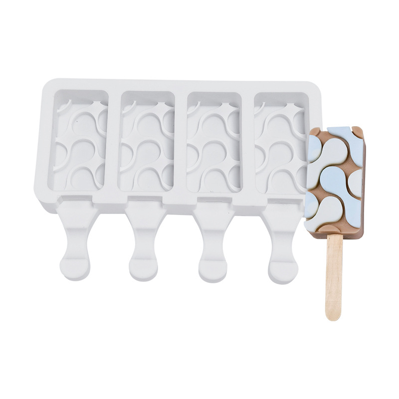 Sanxin molde de helado de agua de 4 piezas con tapa DIY hogar hecho en casa Popsicle bandeja de hielo máquina de hielo herramienta abrasiva de silicona