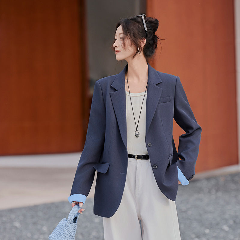 High-End Gray Suit Jacket for Women Autum 2025 New Style Small Casual Workplace Work Clothing Small Suit Formal Wear