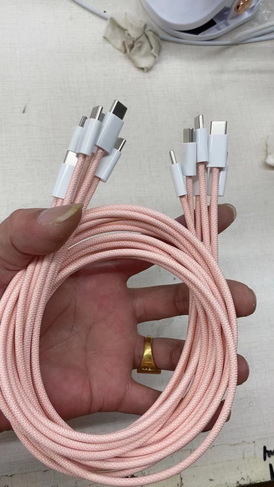 Cavo di ricarica in tessuto colorato Macaron per dati veloci a doppio tipo serie I15_voghion.com