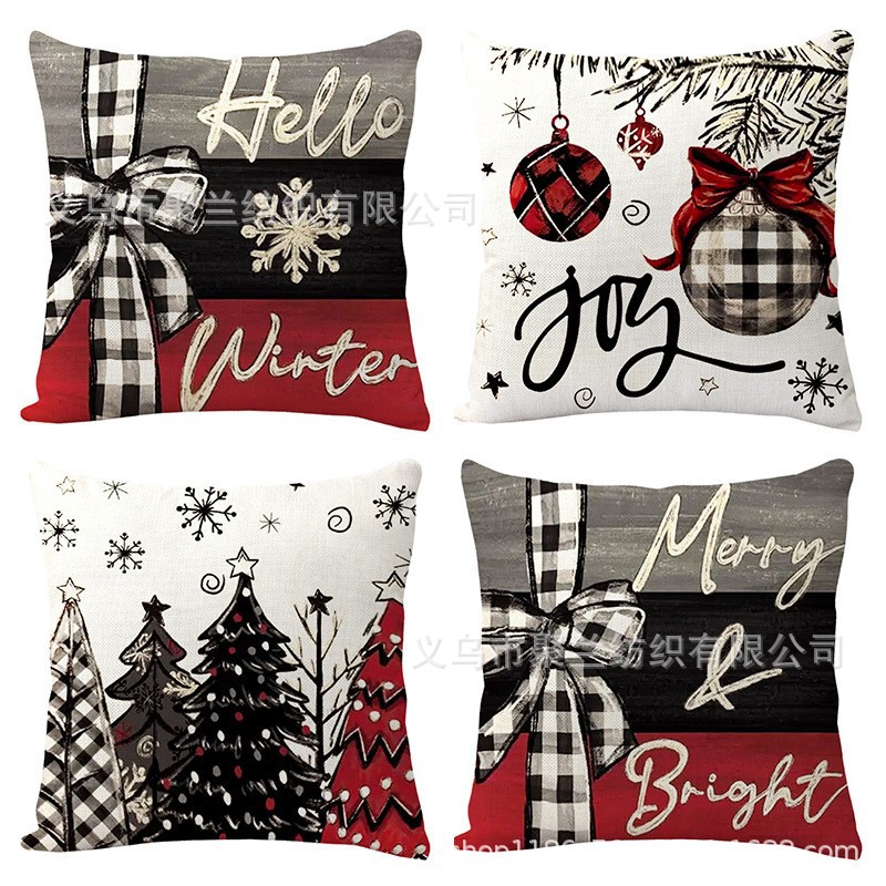 Navidad encontrada explosión abrazo funda de almohada festivales conejo alce decoración sofá atmósfera sensación de lino funda de cojín al por mayor image 57