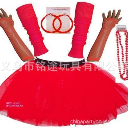 Década de 1980 80 s rodilla Padrón guantes pendientes collar de 1920 Flapper niña vestido