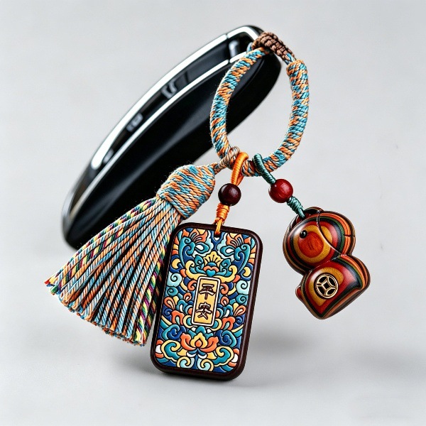 Trendy Creative Painted Car Keychain Rainbow Wood Tang Horse DIY Colorful Rosewood Pendant Bag Accessory