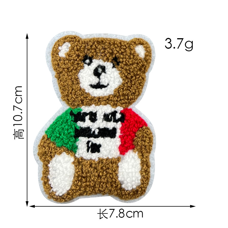 Toalla de oso de dibujos animados pegatinas de tela bordadas spot accesorios de ropa al por mayor ropa de oso abrigo parche de agujero