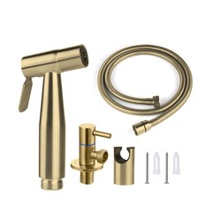 Stainless Steel Bidet Sprayer Set: Toilet Companion, Boosting Nozzle, Angle Valve, and 4-Piece Toilet Rinser