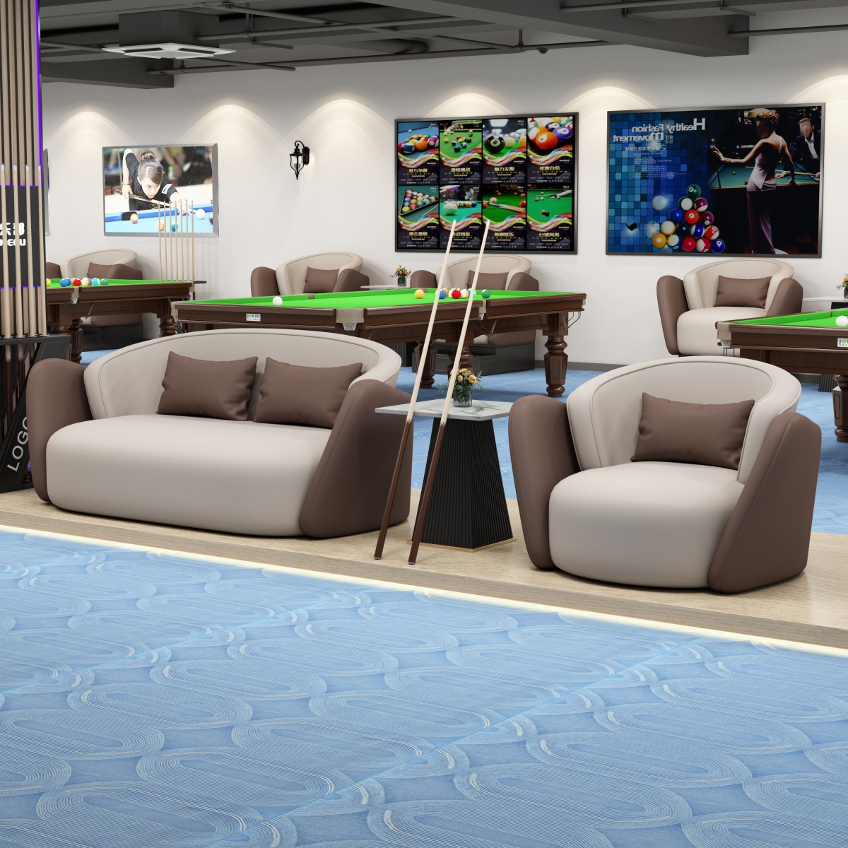 Nuevo sofá de billar simple, sala de billar, silla de observación de pelota especial, combinación de mesa y silla de conversación para relajación para dos personas image 7