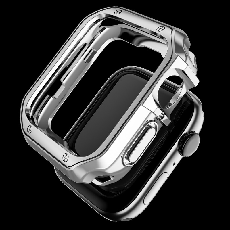 Suitable for Apple Watch iWatch 7Th Generation Tpu Protective Case Electroplated Metal Texture Anti-Fall Ins2~6Se7 Universal