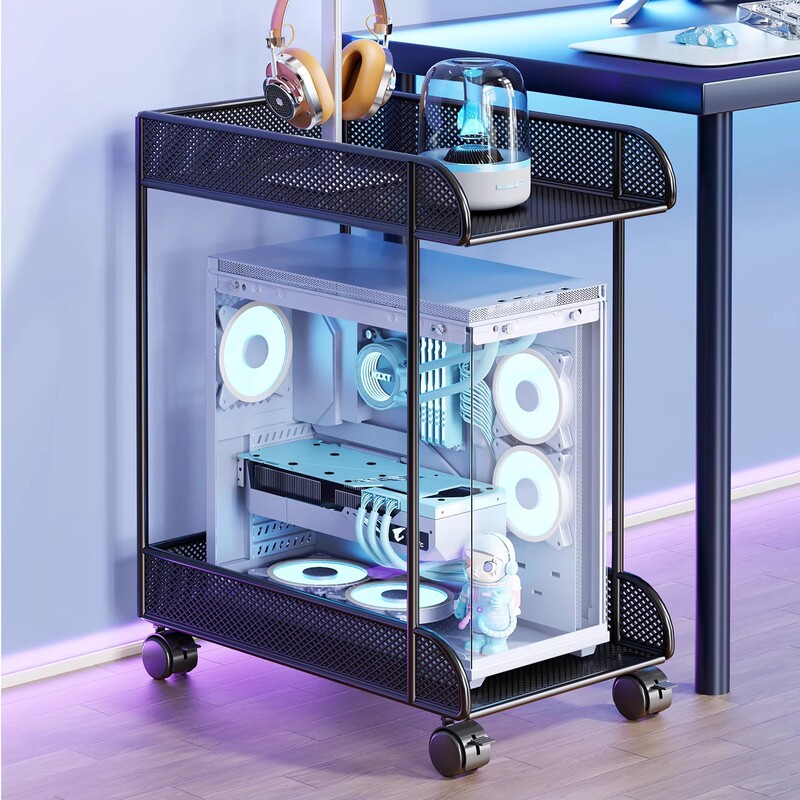 Computer Host Bracket E-Sports Room Tableside Removable Desktop Chassis Base Storage Rack under the Table Trolley