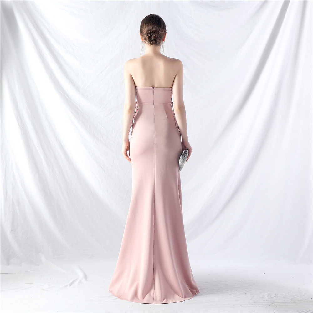 Trend Two Kinds Of Lash Rope Binding Waist Shaping Beltloop Satin Evening Dress