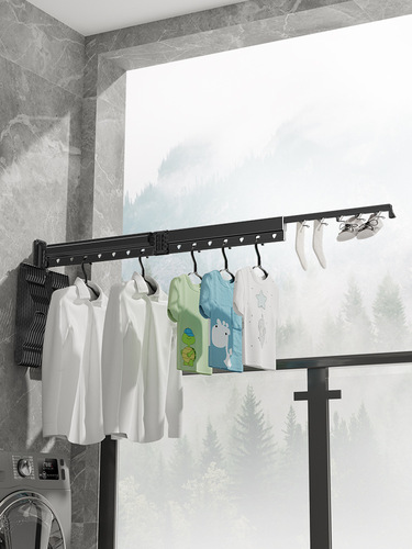 Original factory foldable wall-mounted balcony invisible telescopic drying rack indoor bay window windowsill sun drying sheet