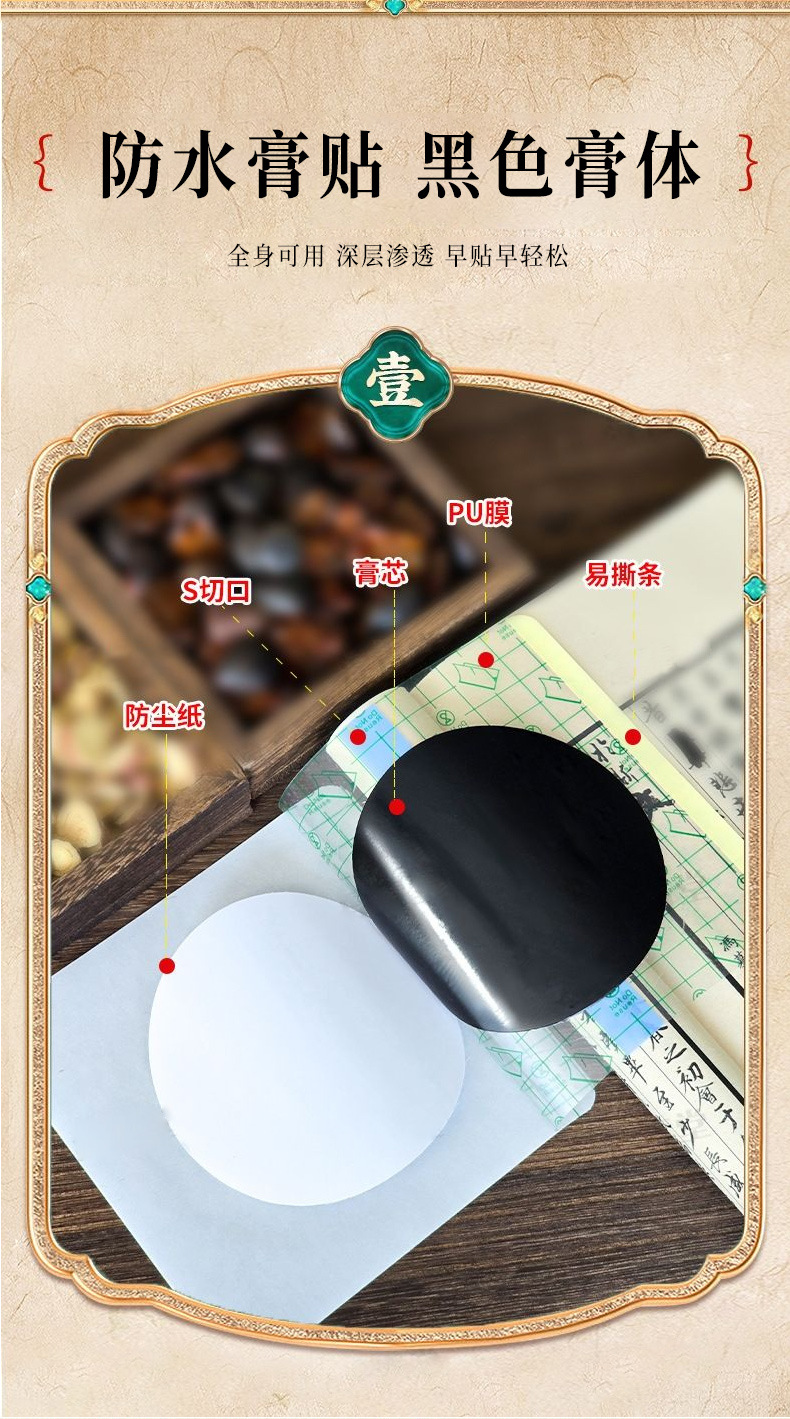 Waterproof Black Herbal Plaster Patch for Neck Shoulder Waist Leg Joint Support 14x14 cm Round quality and texture