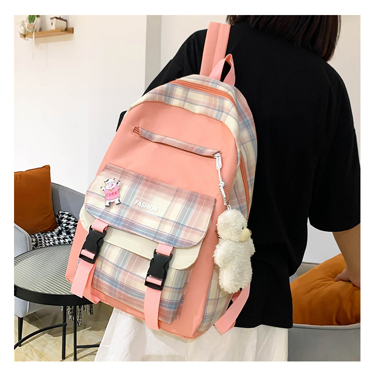 Wholesale Four-piece Contrast Color Plaid Backpack Nihaojewelry display picture 6