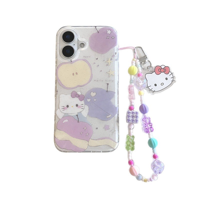 Lindo carillón de viento púrpura brillante kt Apple 16ProMax cadena 13 funda para teléfono móvil para Apple 14 mujeres 13 nuevo