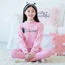 保暖衣套装加绒加厚女士秋冬季大童初中高中学生少女外穿秋衣秋裤