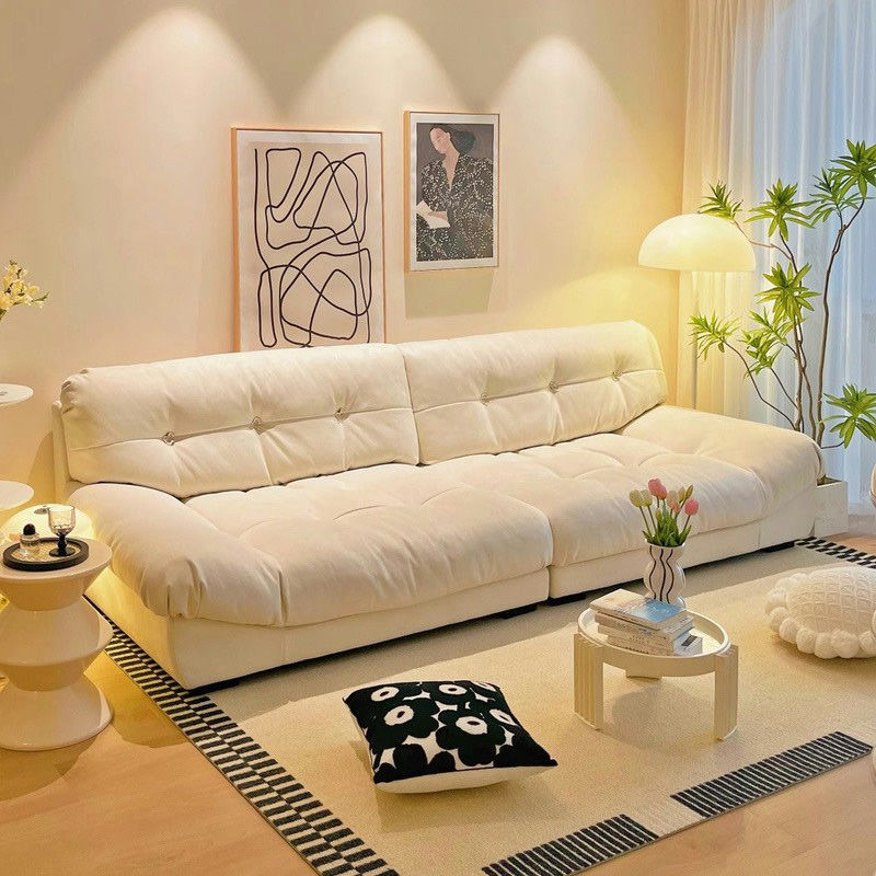 Large Cloud Sofa, Floor-Standing Rental Apartment Sofa Bed, Modern Minimalist Small Apartment Cream-Style Fabric Sofa