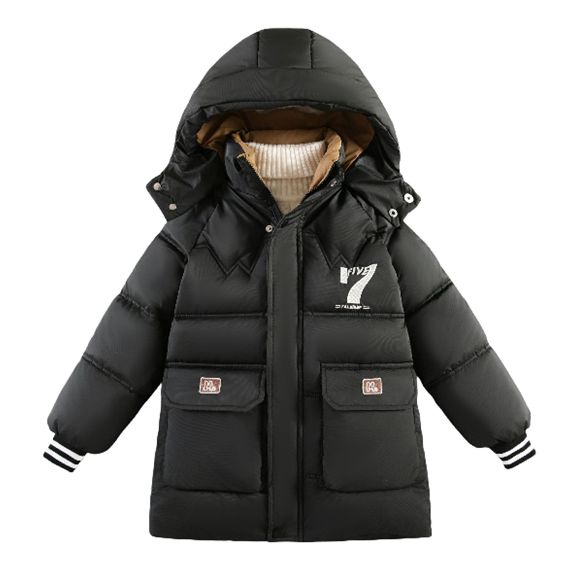 Chaqueta acolchada de invierno para niños de longitud media 2024 nueva chaqueta acolchada de plumón para niños chaqueta acolchada para niños de tamaño mediano