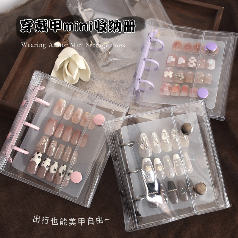 Mini Cute Nail Art Storage Binder Display Board Cute Nail Art Loose-Leaf Notebook Mini Cute Nail Piece Storage