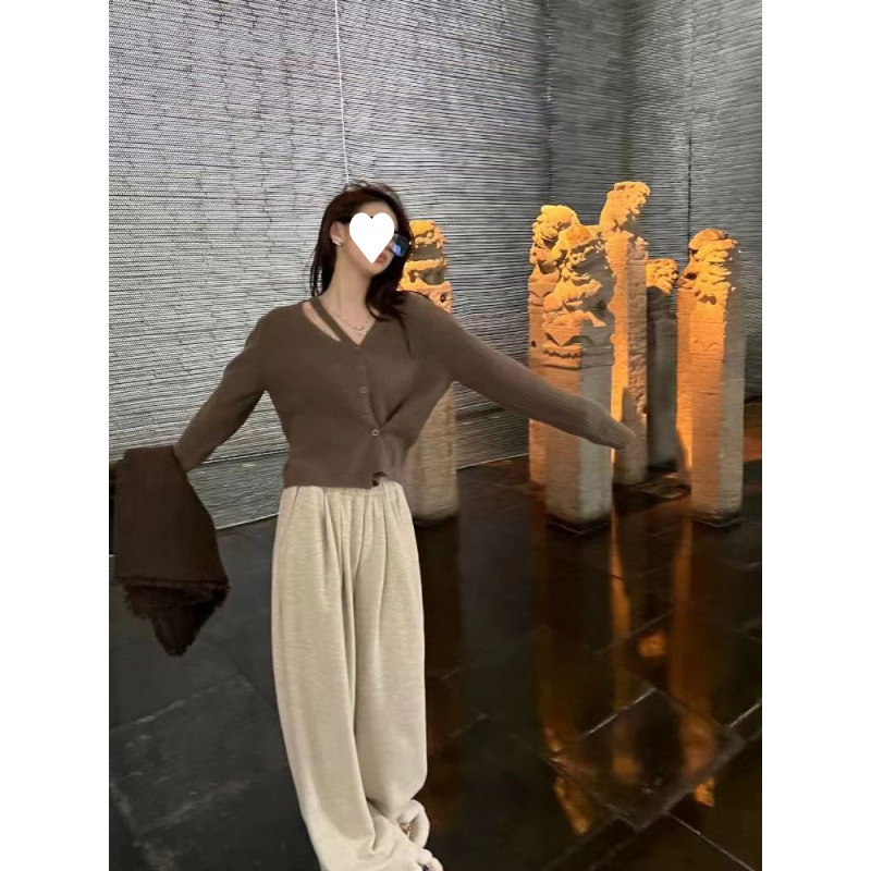 Cardigan de punto glutinoso suave de viento perezoso para mujeres primavera coreana con solapa suéter casual japonés chaqueta