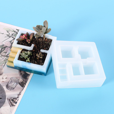 diy水晶滴膠模具正方樓梯收納盒滴膠模具多肉盆栽花盆矽膠模具
