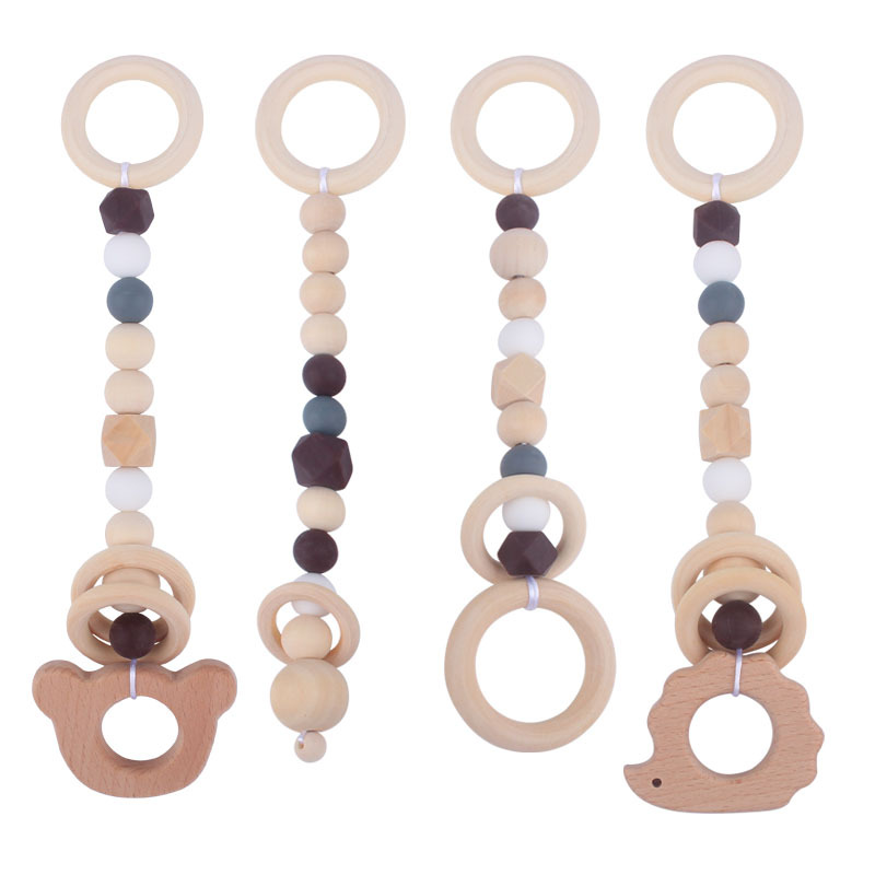 Nuevo bebé haya calmante juguete bebé cuentas de silicona dientes molienda cadena traje Amazon AliExpress